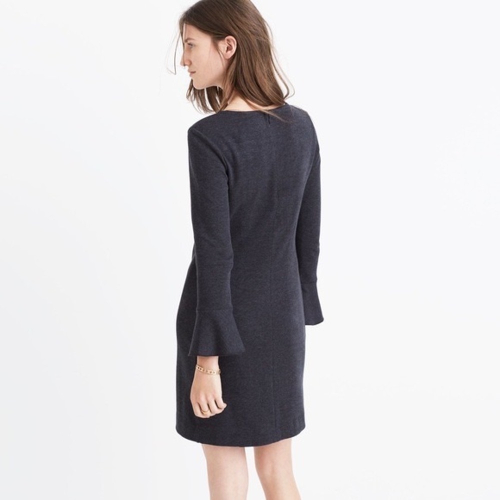 Madewell Jersey knit bell sleeve charcoal  dress - Picture 2 of 6